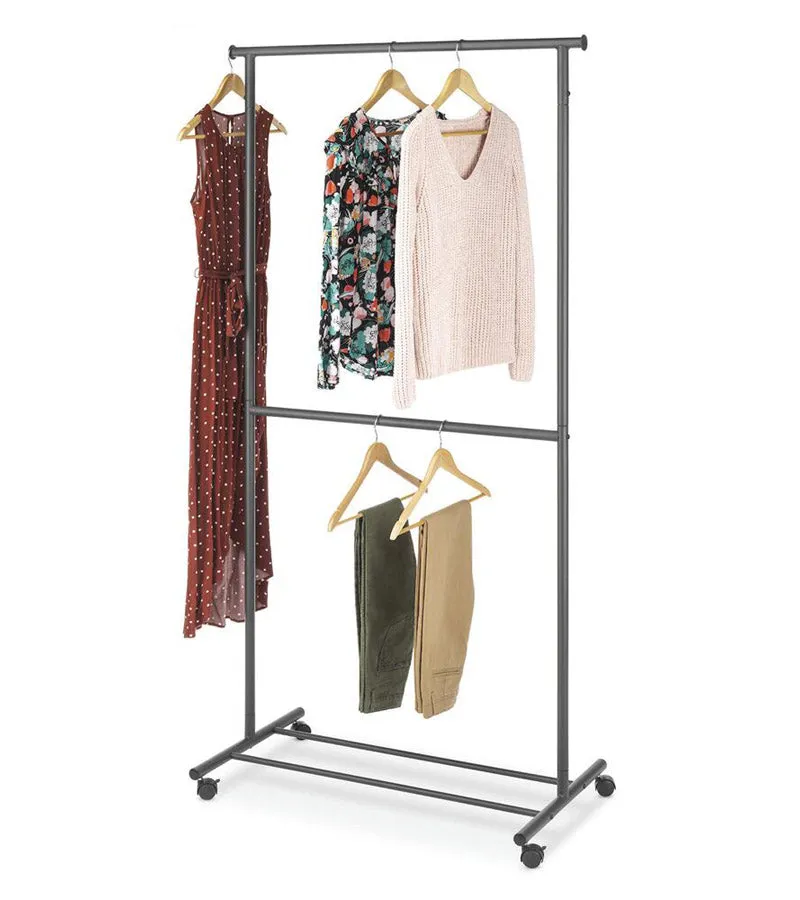 2-Rod Garment Rack - Gunmetal