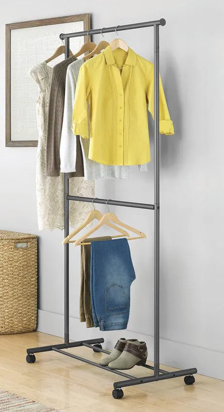 2-Rod Garment Rack - Gunmetal