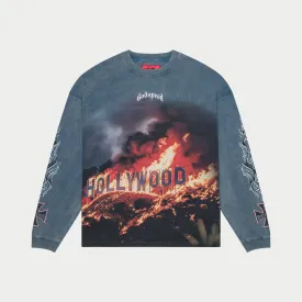 Hollywood Inferno LS T-shirt (Blue Wash) - GHILSTEE