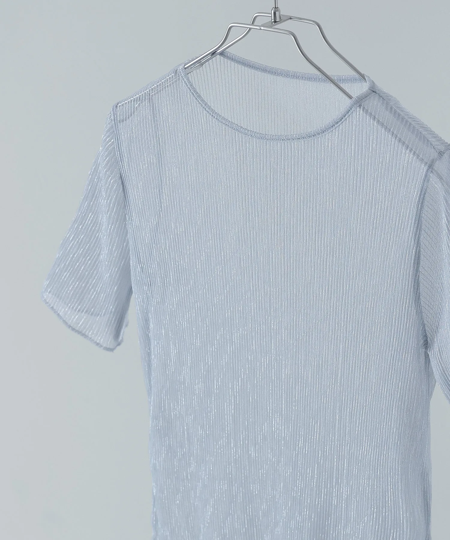Lame sheer pleats tops