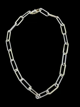 Large Two Tone Textured Paperclip Necklace