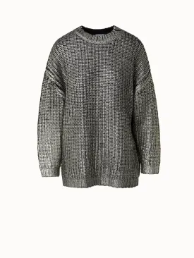 Long Chunky Laminated Cashwool Knit Sweater