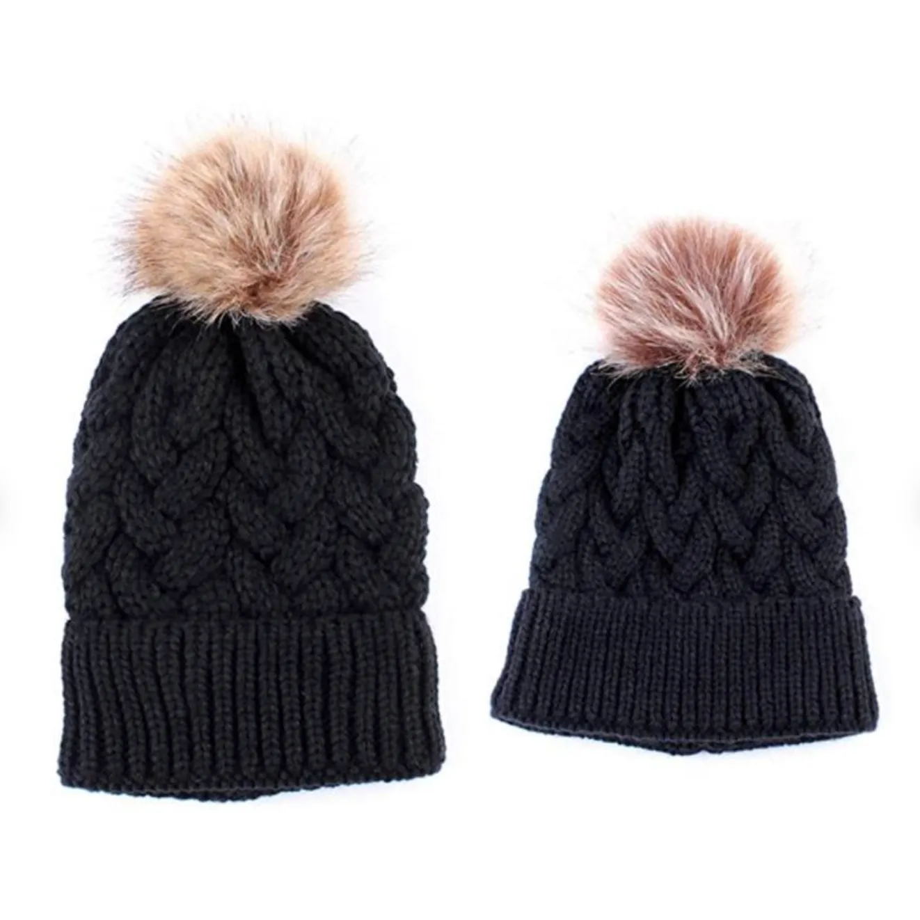 Mother & Baby Winter Warm Hats Set