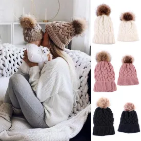 Mother & Baby Winter Warm Hats Set