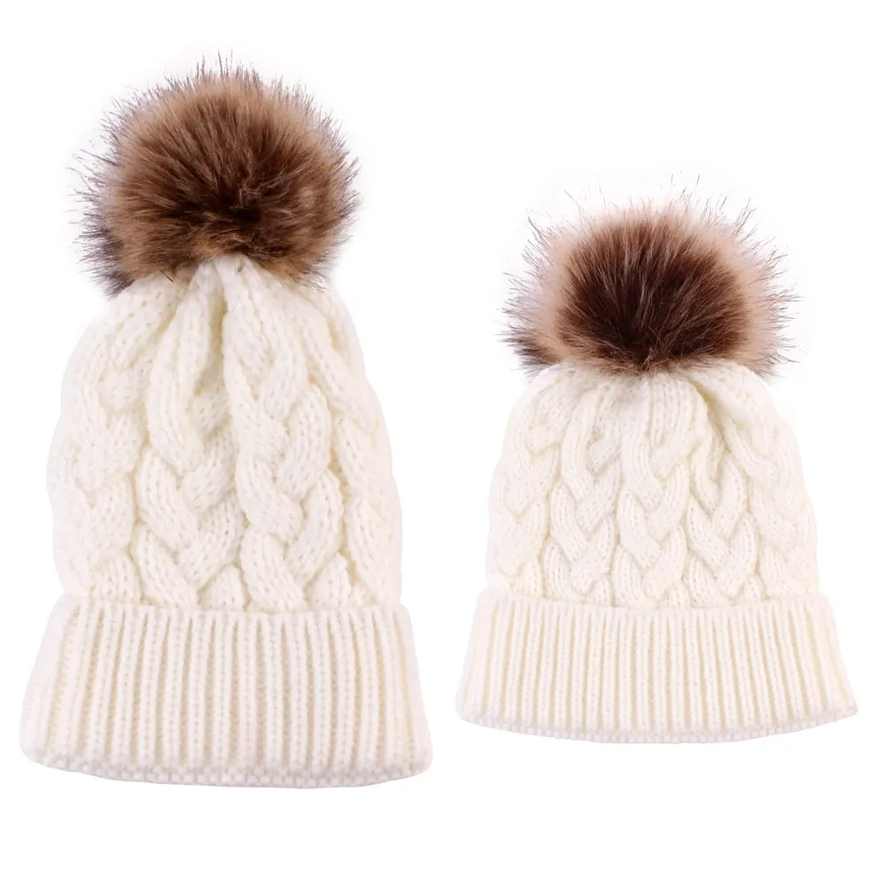 Mother & Baby Winter Warm Hats Set