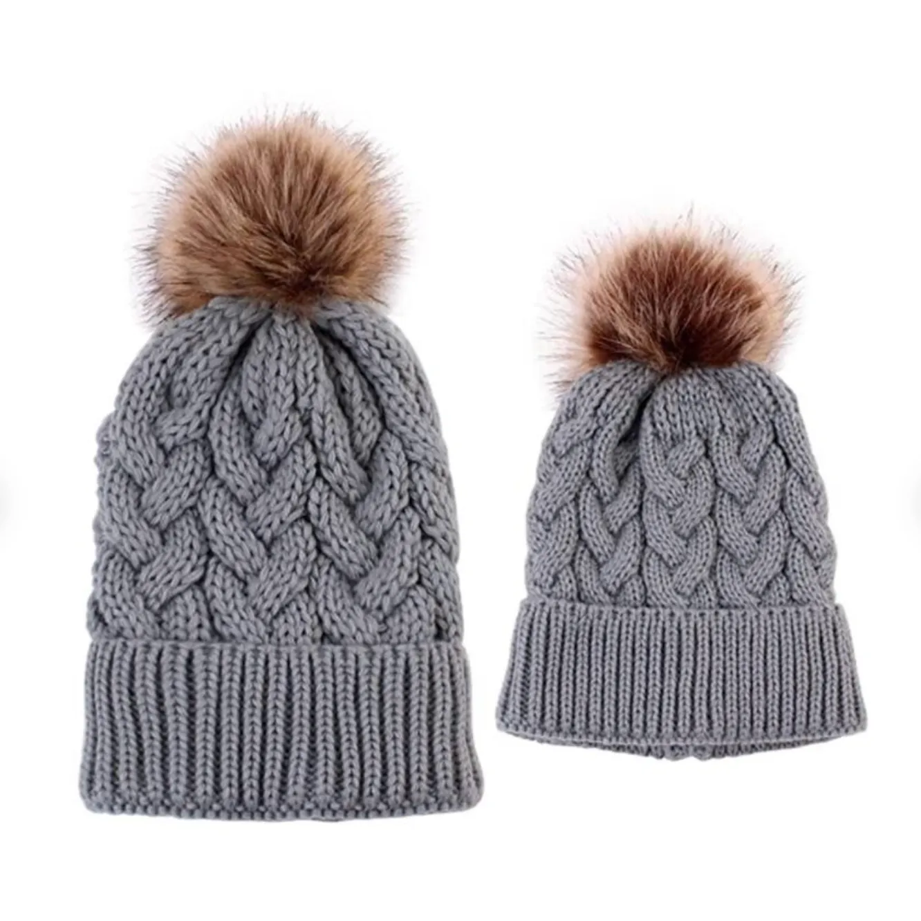 Mother & Baby Winter Warm Hats Set