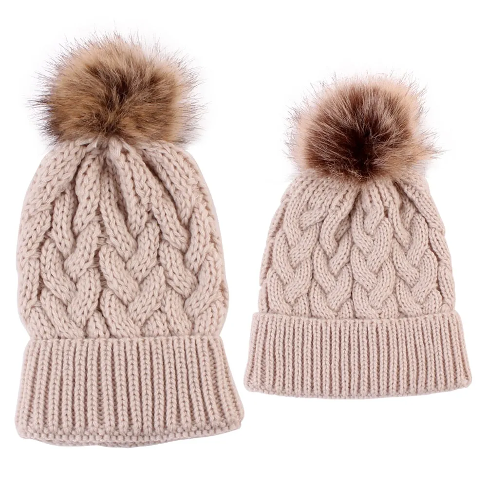 Mother & Baby Winter Warm Hats Set