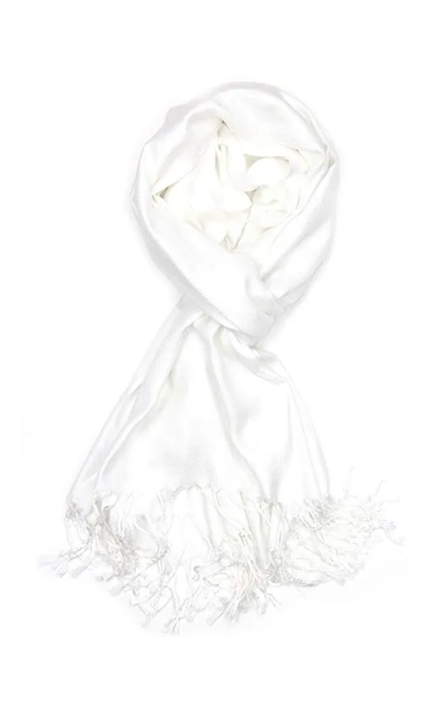 PP001-02 White Pashmina Scarf