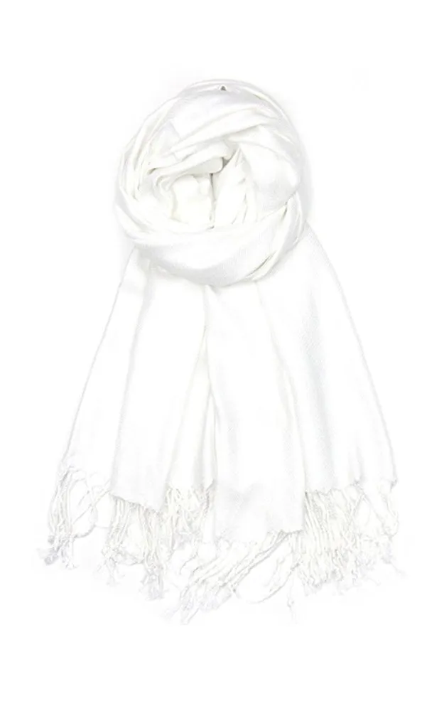 PP001-02 White Pashmina Scarf