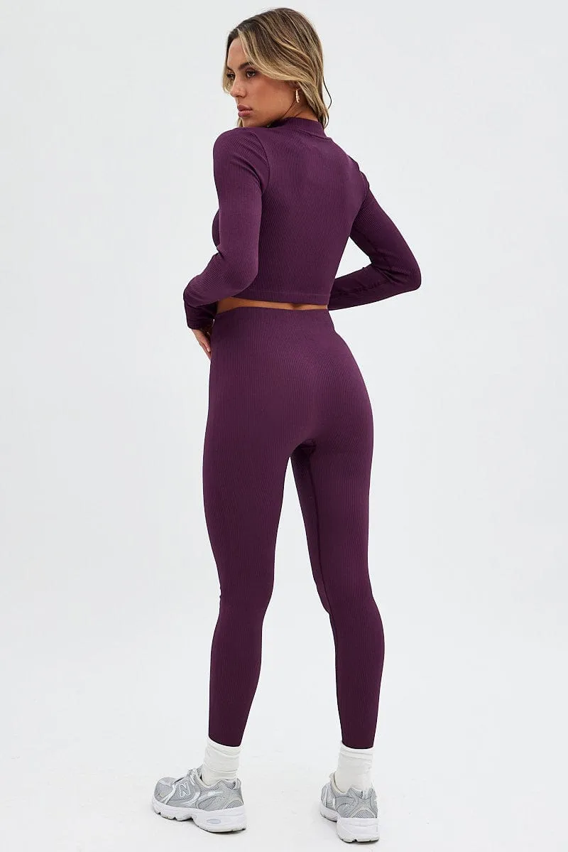 Purple Leggings Seamless Activewear