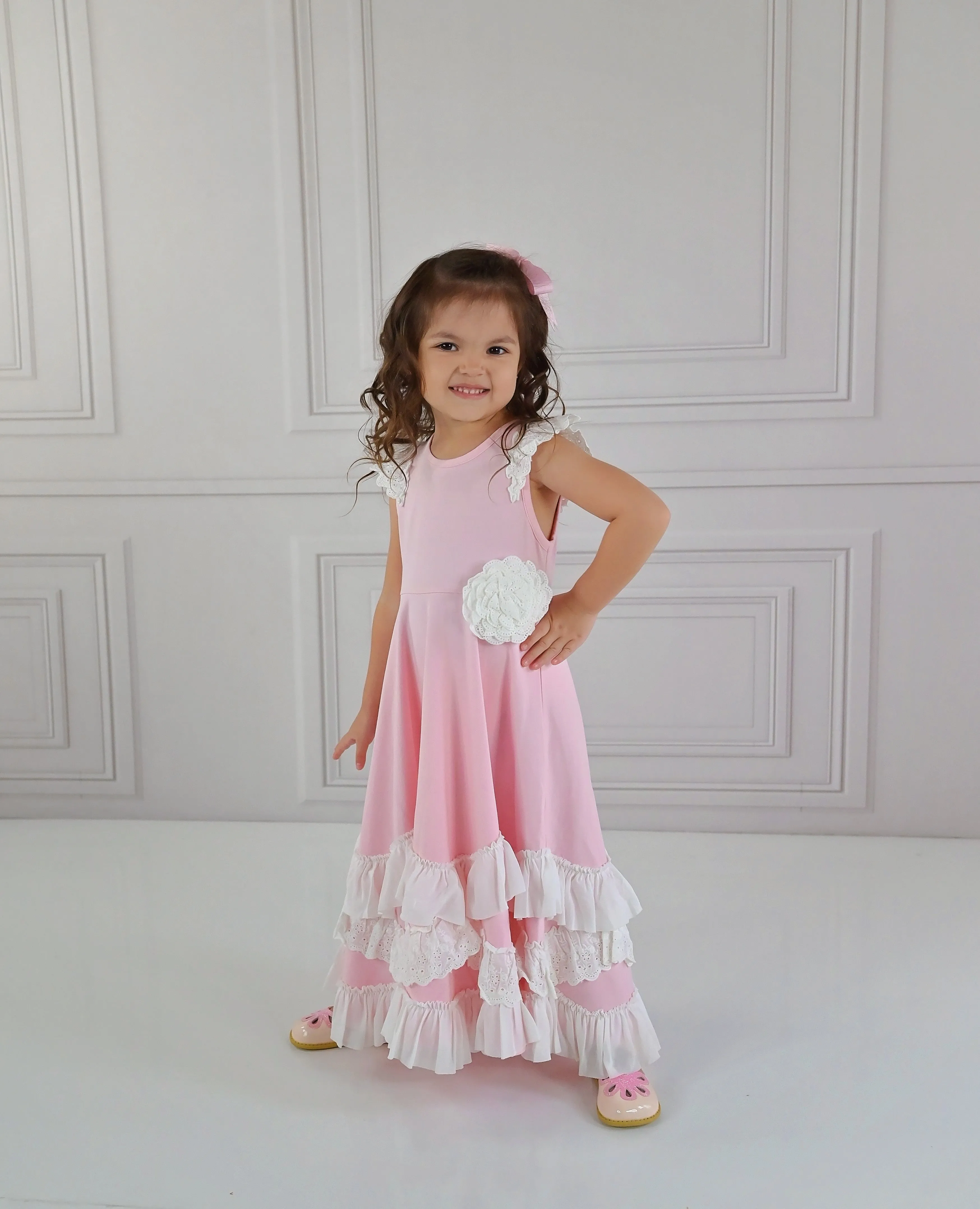 Serendipity Clothing Co. Pink Flutter Maxi Dress