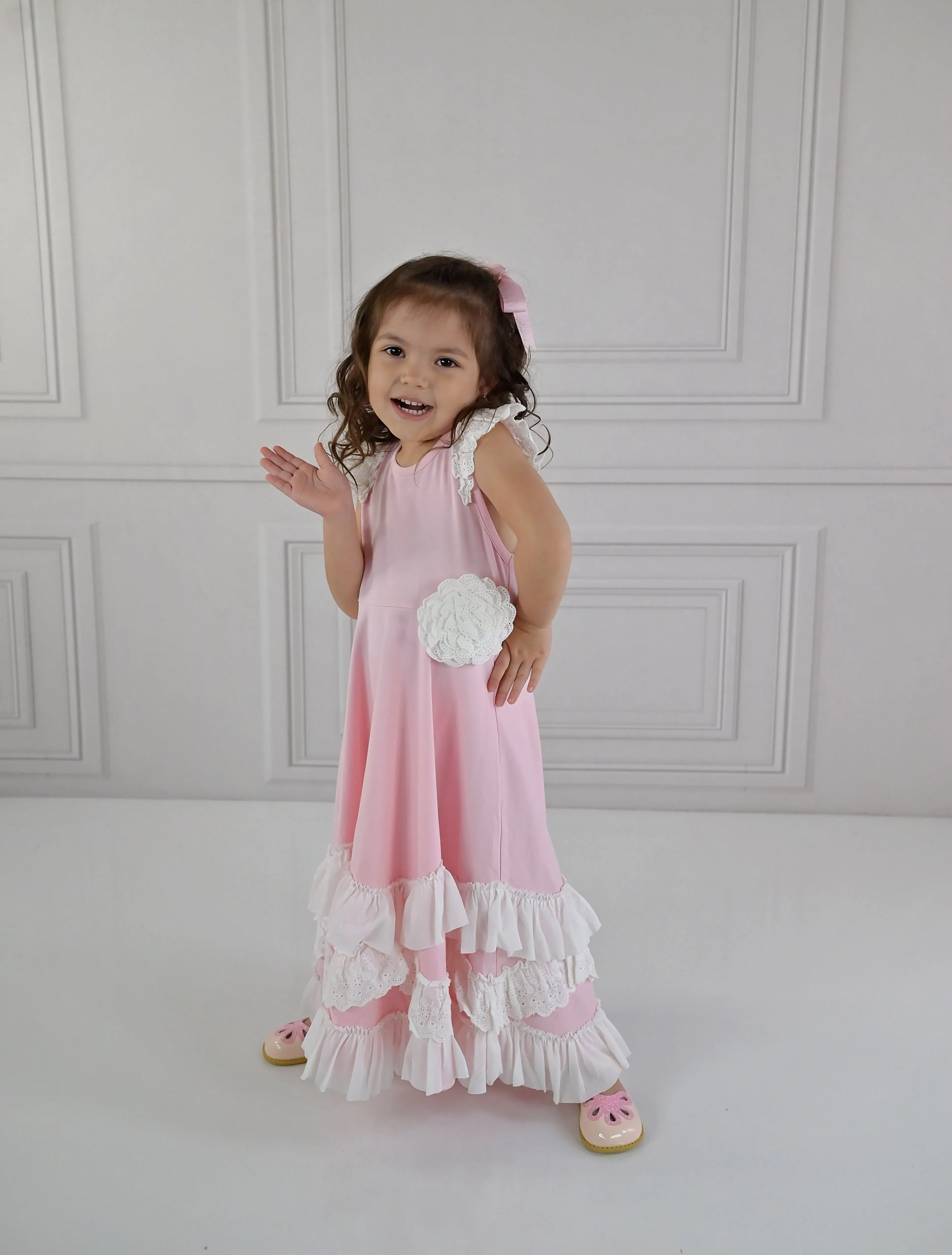 Serendipity Clothing Co. Pink Flutter Maxi Dress