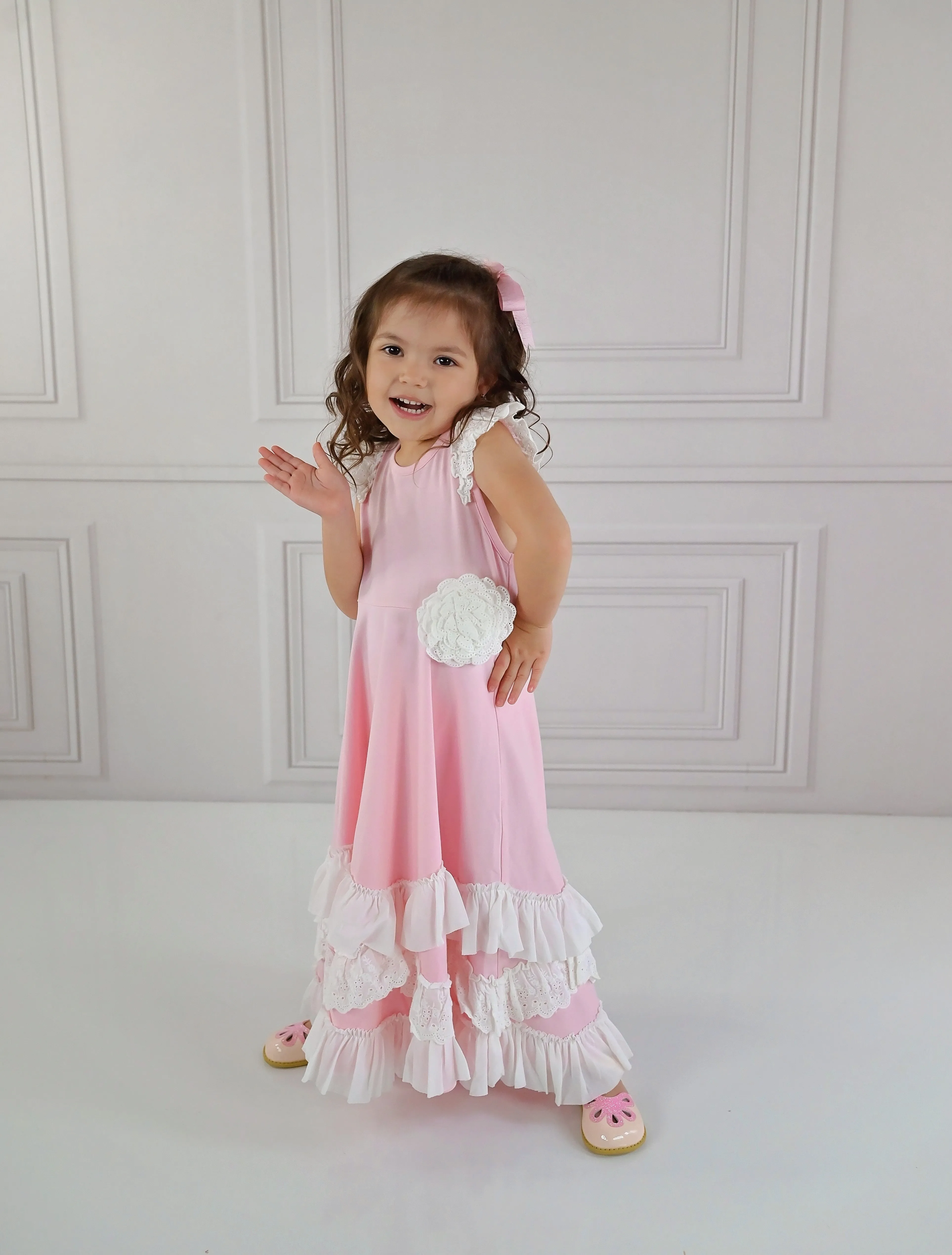 Serendipity Clothing Co. Pink Flutter Maxi Dress