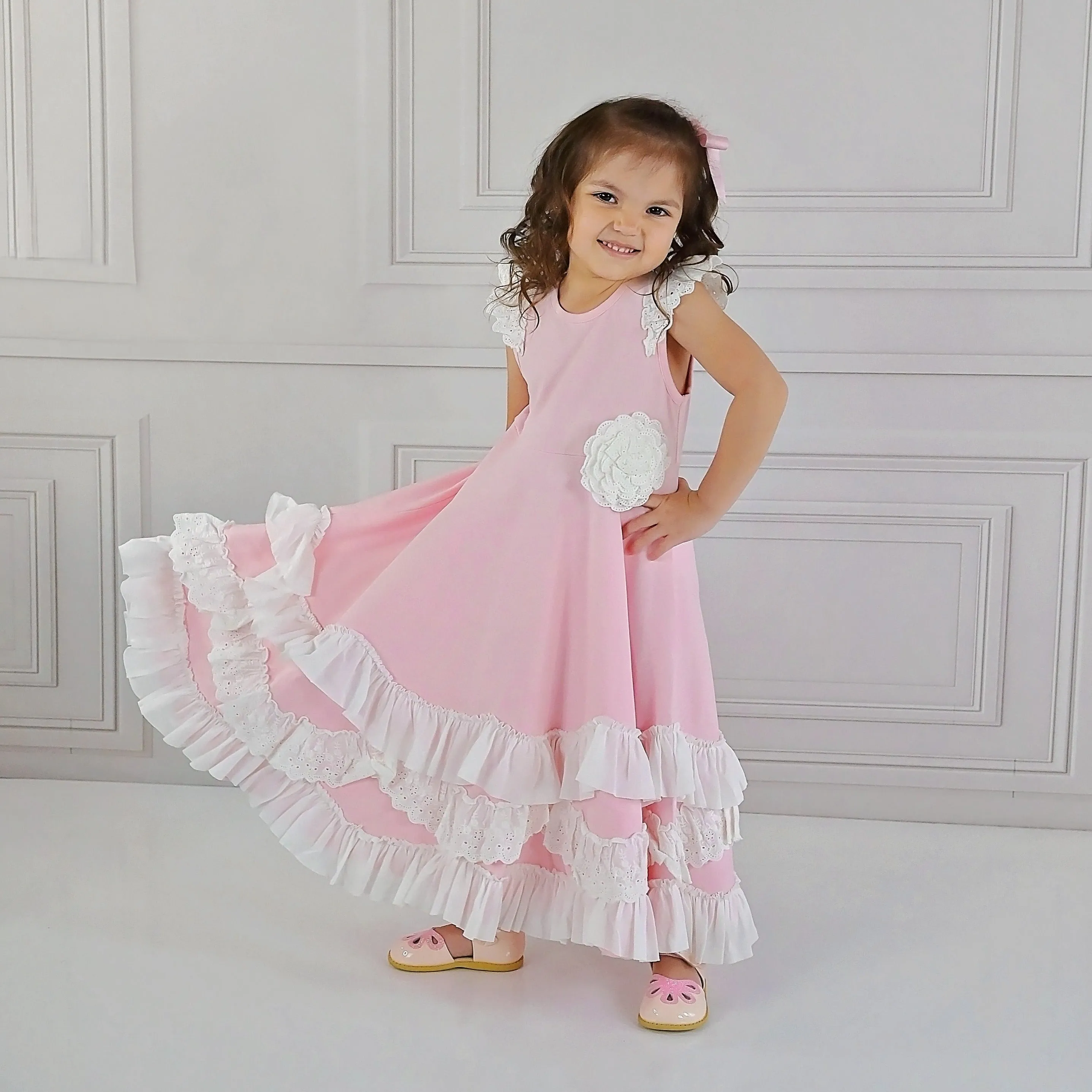 Serendipity Clothing Co. Pink Flutter Maxi Dress