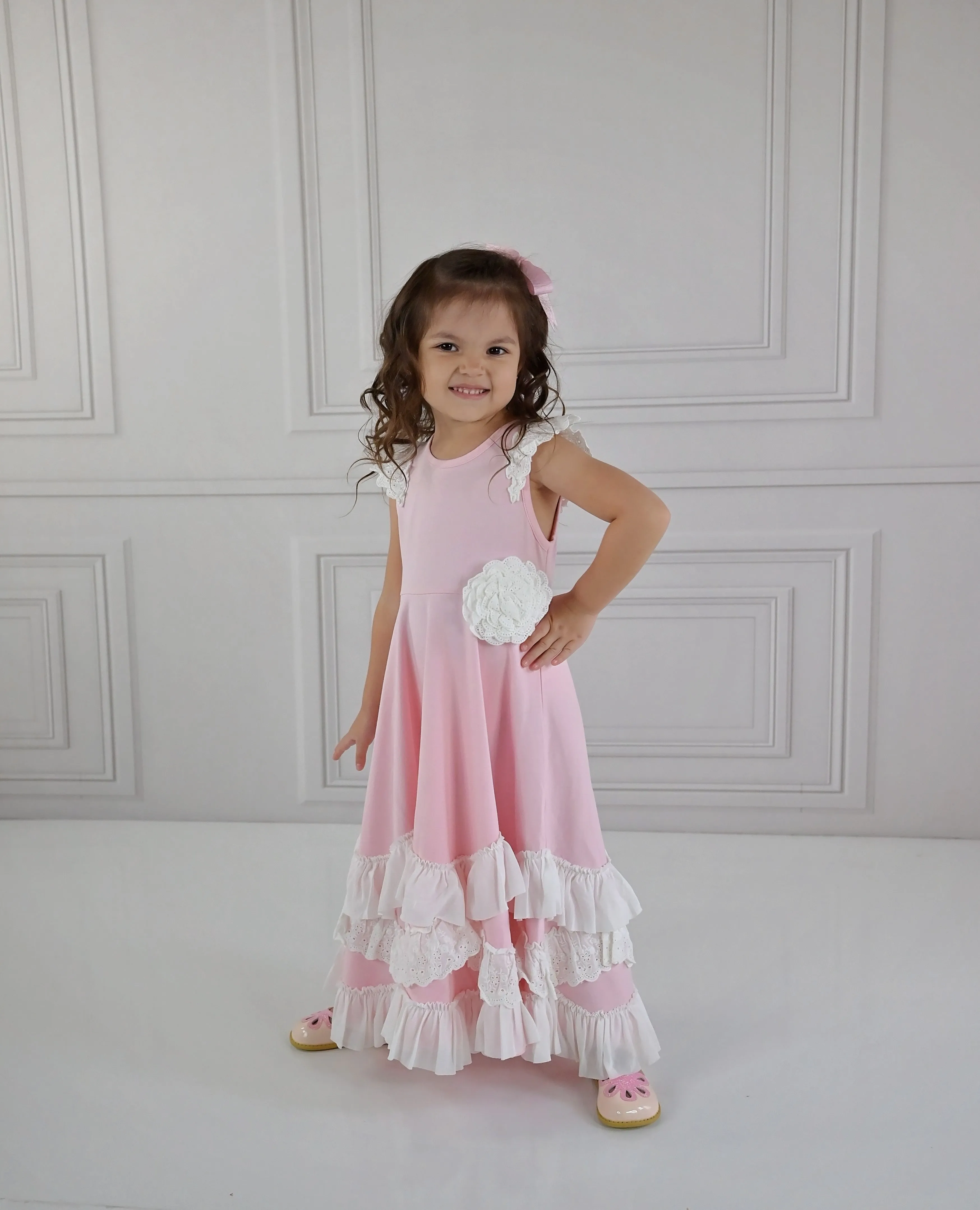 Serendipity Clothing Co. Pink Flutter Maxi Dress