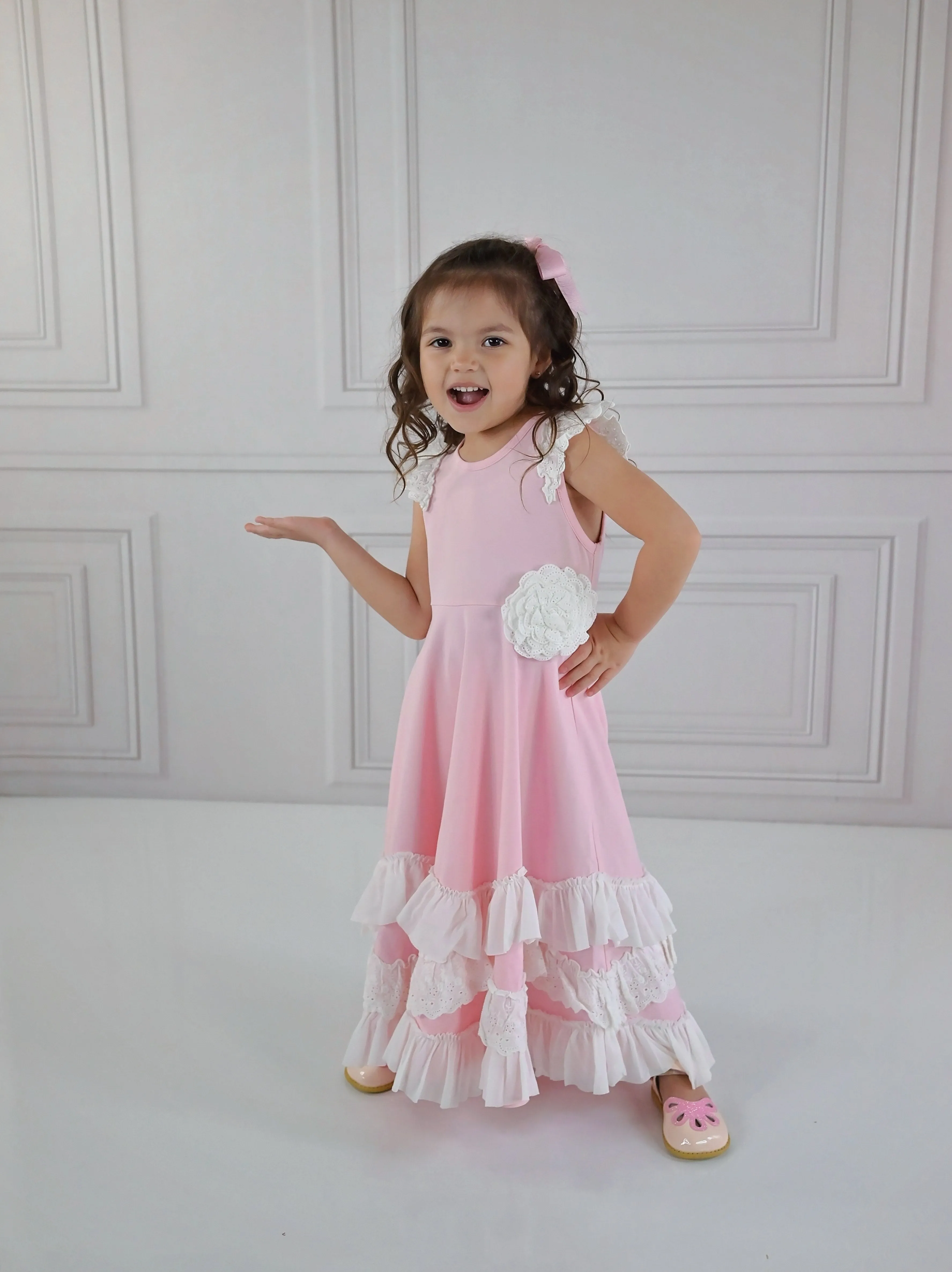 Serendipity Clothing Co. Pink Flutter Maxi Dress