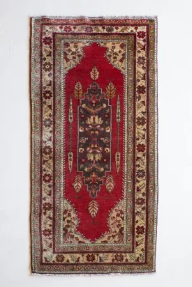 Vintage Anatolian Runner Rug 3'4"x7"